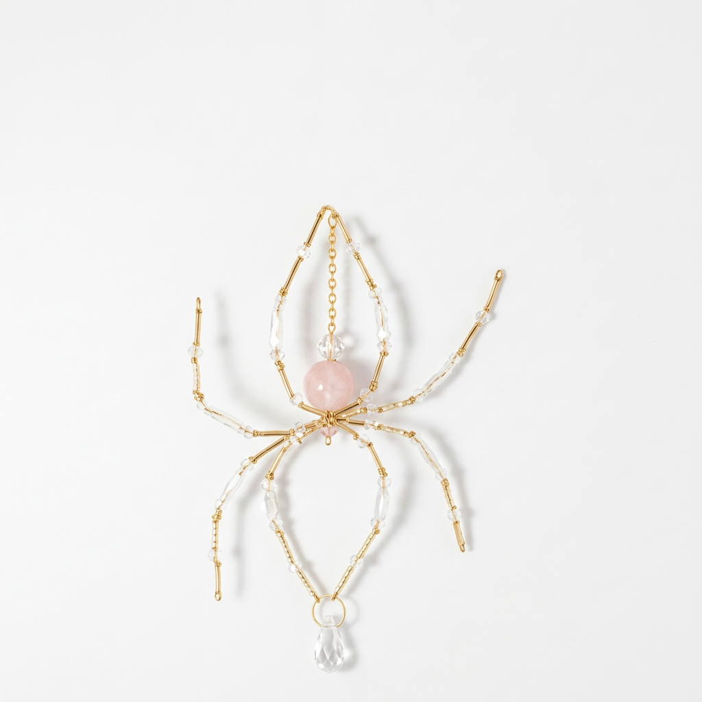 Rose Quartz Spider Hanging Ornament