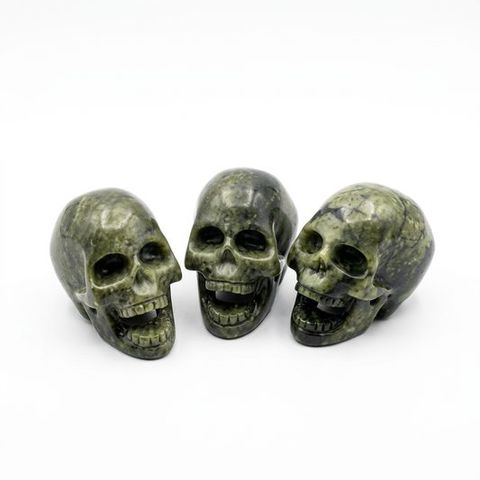 Natural Xiuyan Jade Open-Mouth Skull Carving