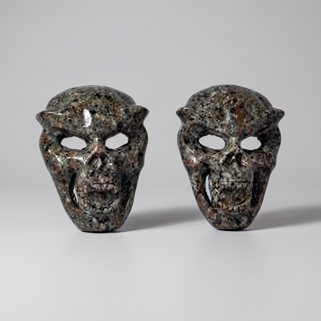 Natural Yooperlite Carved Skull Mask for Gothic Altar and UV Display