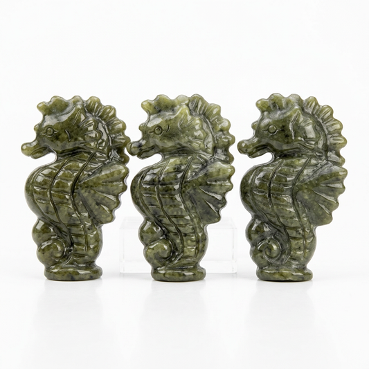 Natural Xiuyan Jade Seahorse Carving