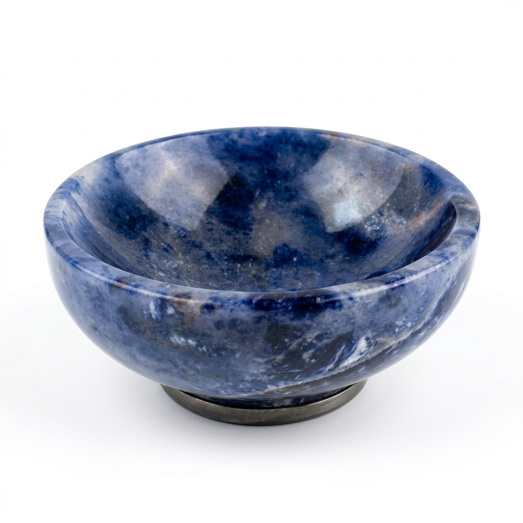 Natural Blue Sodalite Carved Bowl - White Background Hero
