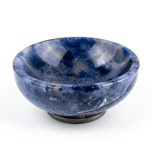Natural Blue Sodalite Carved Bowl - White Background Hero