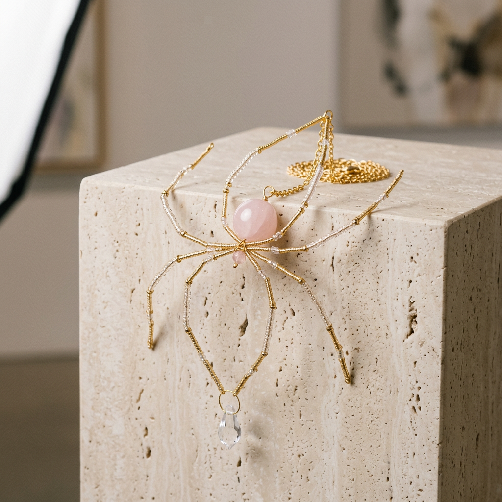 Rose Quartz Spider Hanging Ornament