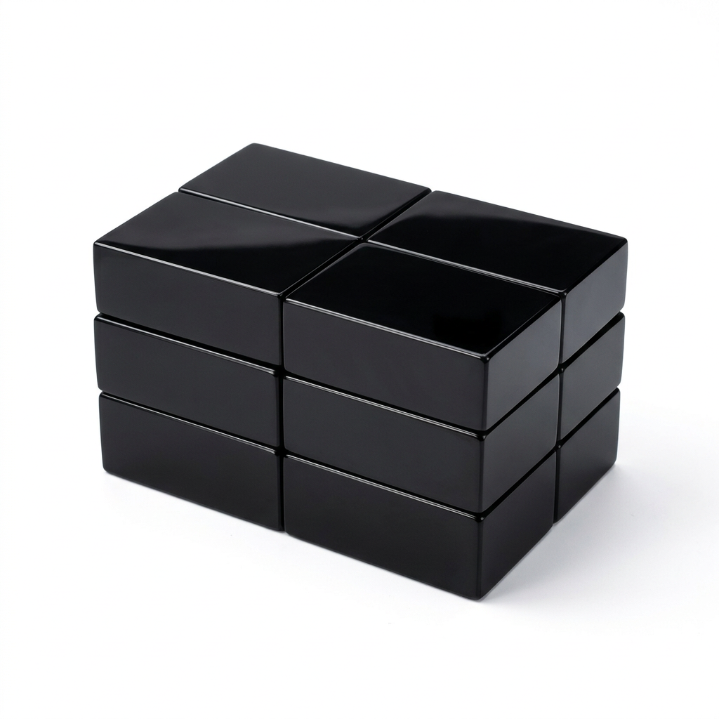Natural Black Obsidian Rectangle Crystal Carvings on pure white background