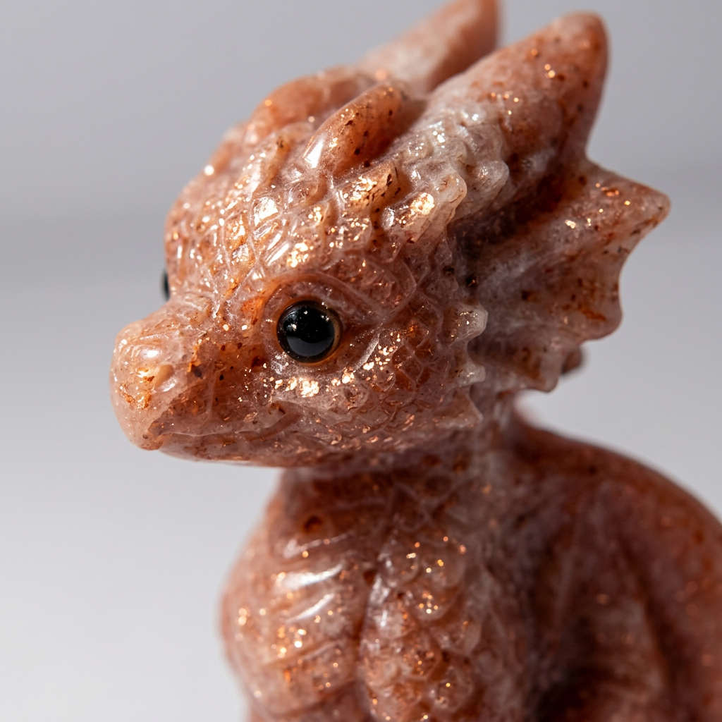 Natural Sunstone Winged Dragon Carving for Vitality and Leadership