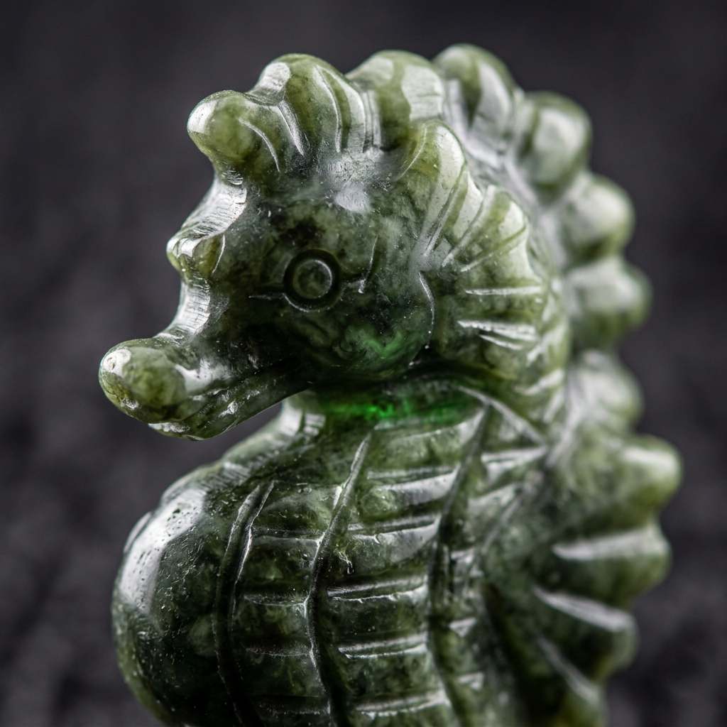 Natural Xiuyan Jade Seahorse Carving