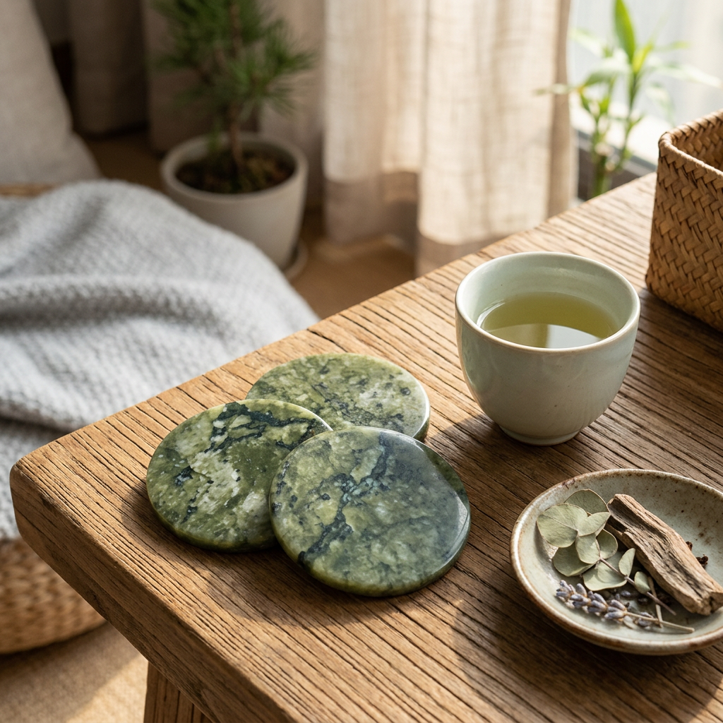 Natural Xiuyan Jade Disc Carving - Zen Lifestyle Tabletop