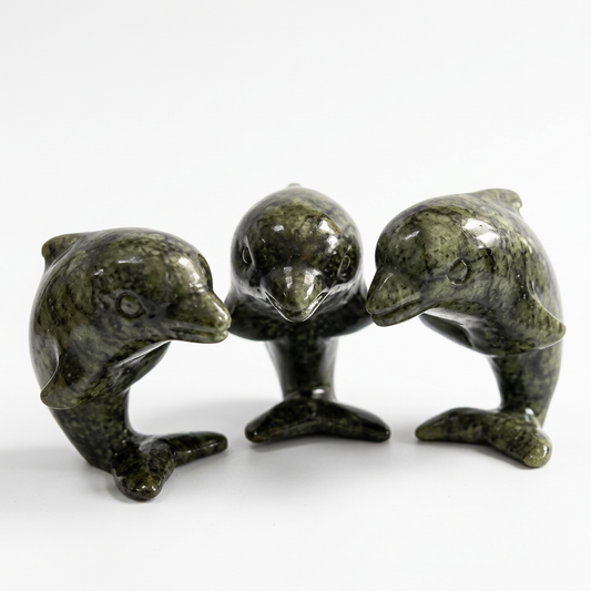 Machine-Carved Xiuyan Jade Dolphin Figurine