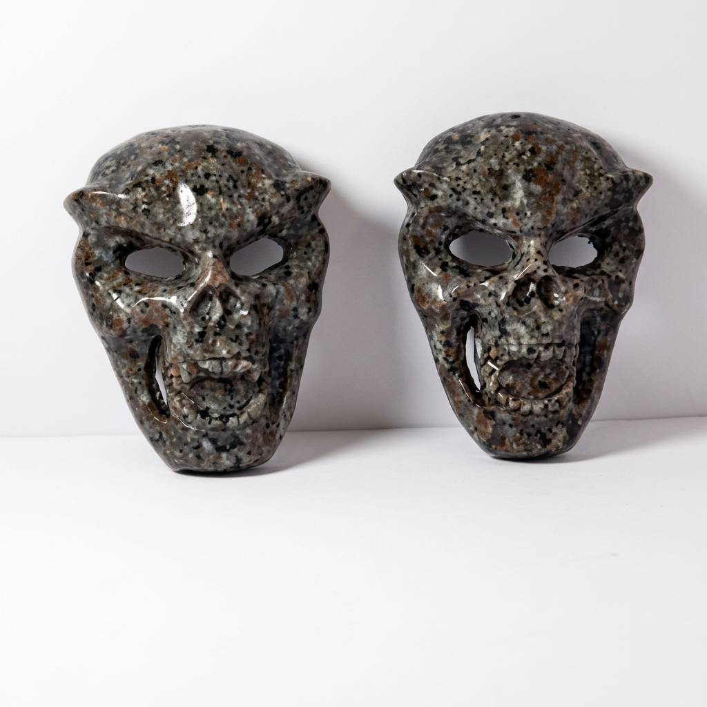 Natural Yooperlite Carved Skull Mask for Gothic Altar and UV Display