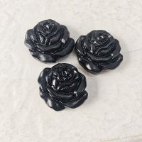 Workshop Reference: Matte Black Obsidian Carved Rose Flowers
