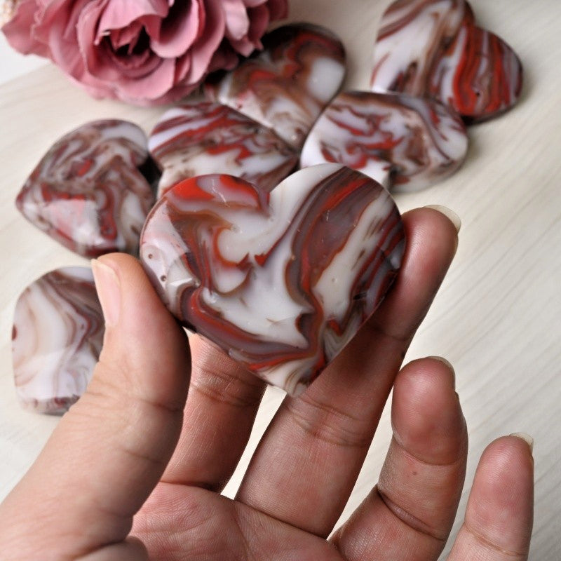 Red Vein Agate Heart quote-only