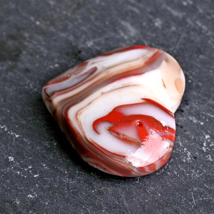 Red Vein Agate Heart quote-only