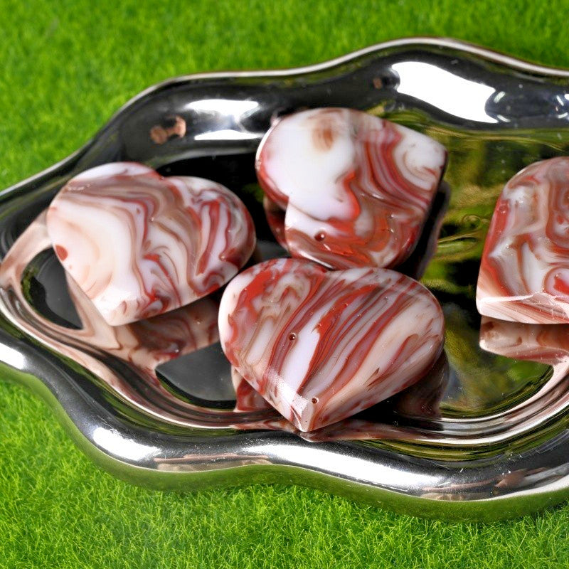 Red Vein Agate Heart quote-only