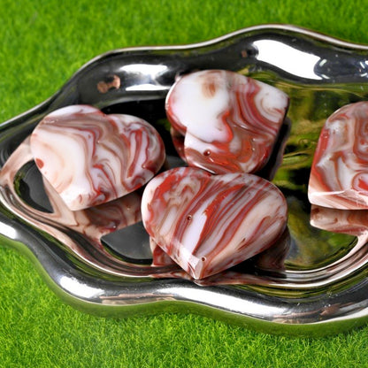 Red Vein Agate Heart quote-only